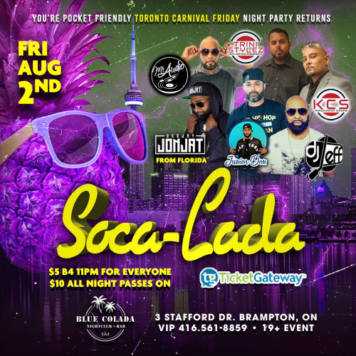 KCS is organizing SOCALADA event by KCS  on 2024–08–02 10 PM in Canada, we are selling the tickets for CARNIVAL CRUISING - CARIBANA THURSDAY BOAT RIDE. https://www.ticketgateway.com/event/view/socaladae