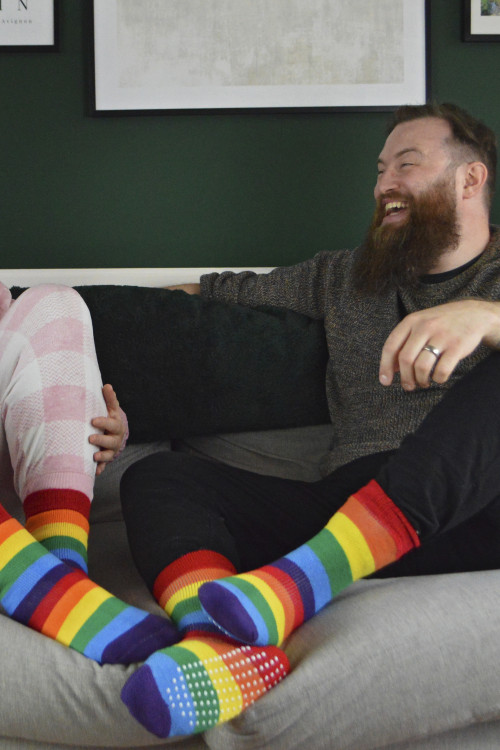 Mens THMO Rainbow SLIPPER Socks LIFESTYLE 3