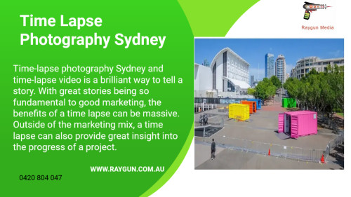 Time-lapse photography Sydney and time-lapse video is a brilliant way to tell a story. With great stories being so fundamental to good marketing, the benefits of a time lapse can be massive. Outside of the marketing mix, a time lapse can also provide great insight into the progress of a project.


https://www.raygun.com.au/