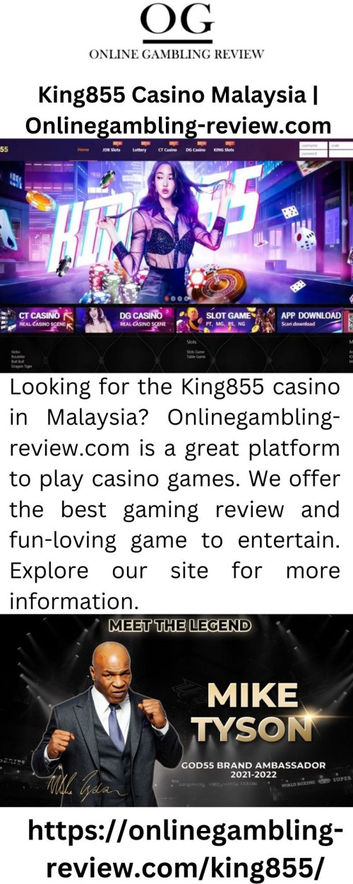 Looking for the King855 casino in Malaysia? Onlinegambling-review.com is a great platform to play casino games. We offer the best gaming review and fun-loving game to entertain. Explore our site for more information.

https://onlinegambling-review.com/king855/