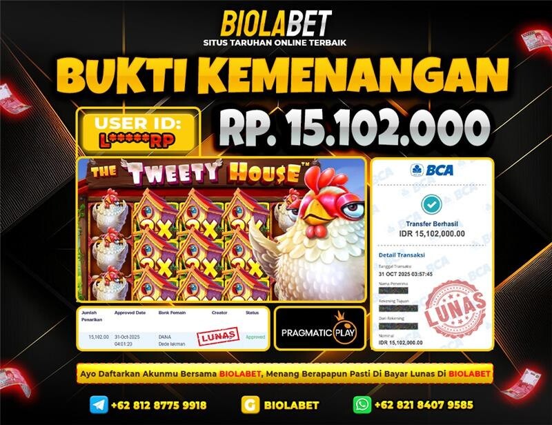BIOLABET JACKPOT Pragmatic Play Rp.15.102.000.,- LUNAS
