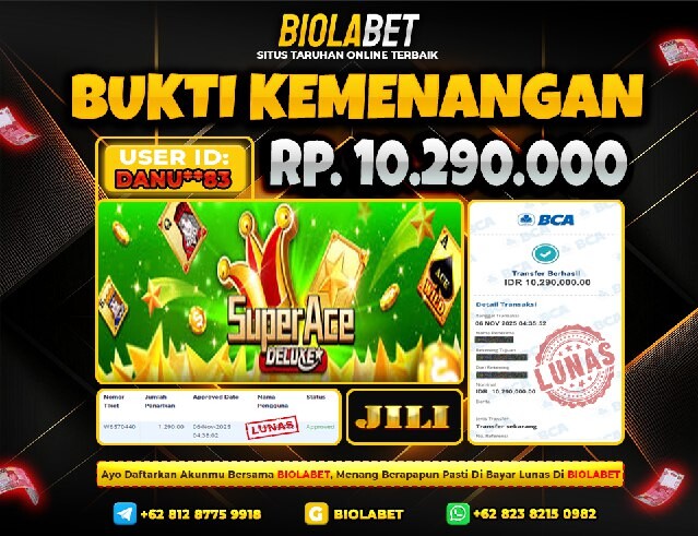 BIOLABET JACKPOT  JILI Rp.10.290.000.,- LUNAS