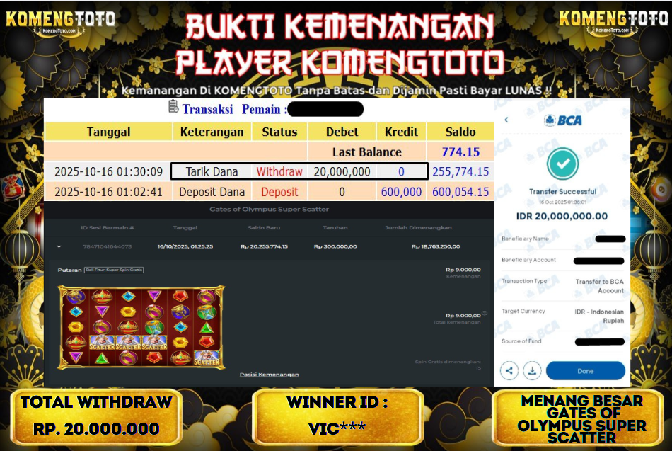 LAGI & LAGI!! KEMENANGAN BESAR DI SLOT GATES OF OLYMPUS SUPER SCATTER SEBESAR Rp.20.000.000 KOMENGTOTO BAYAR LUNAS SECEPAT KILAT !! KOMENGTOTO BAYAR SECEPAT KILAT !!