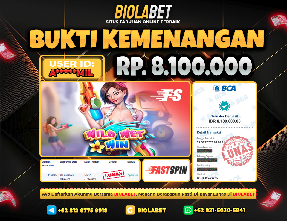 BIOLABET JACKPOT Fast Spin Rp.8.100.000.,- LUNAS