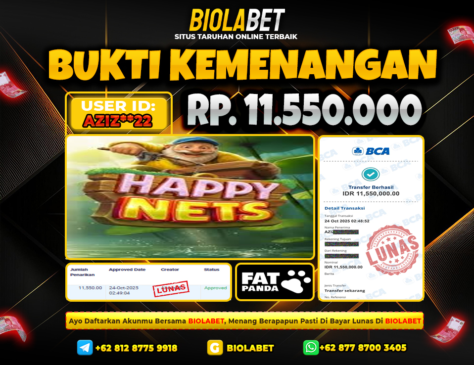 BIOLABET JACKPOT Fat Panda Rp.11.550.000.,- LUNAS