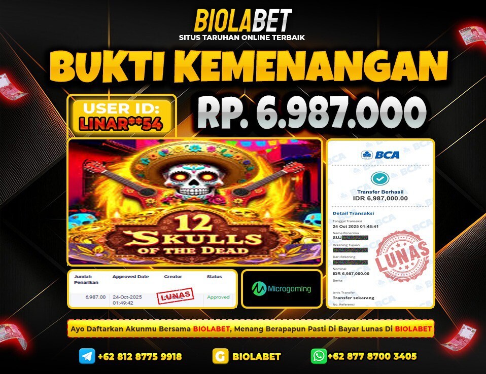 BIOLABET JACKPOT MicroGaming Rp.6.987.000.,- LUNAS