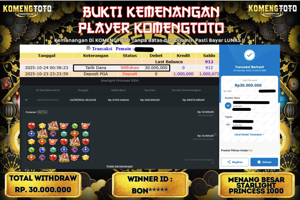LAGI & LAGI!! KEMENANGAN BESAR DI SLOT STARLIGHT PRINCESS 1000 SEBESAR Rp.30.000.000 KOMENGTOTO BAYAR LUNAS SECEPAT KILAT !! KOMENGTOTO BAYAR SECEPAT KILAT !!