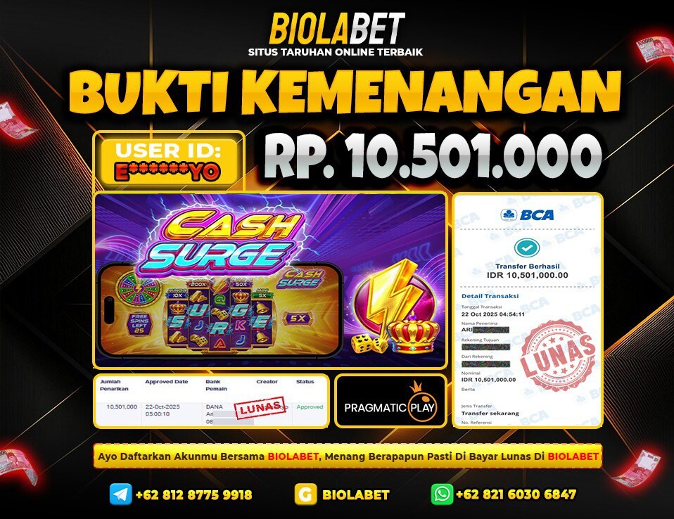 BIOLABET JACKPOT Pragmatic Play Rp.10.501.000.,- LUNAS