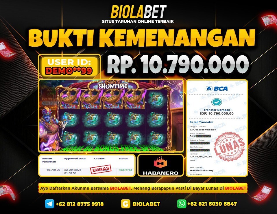 BIOLABET JACKPOT Habanero Rp.10.790.000.,- LUNAS