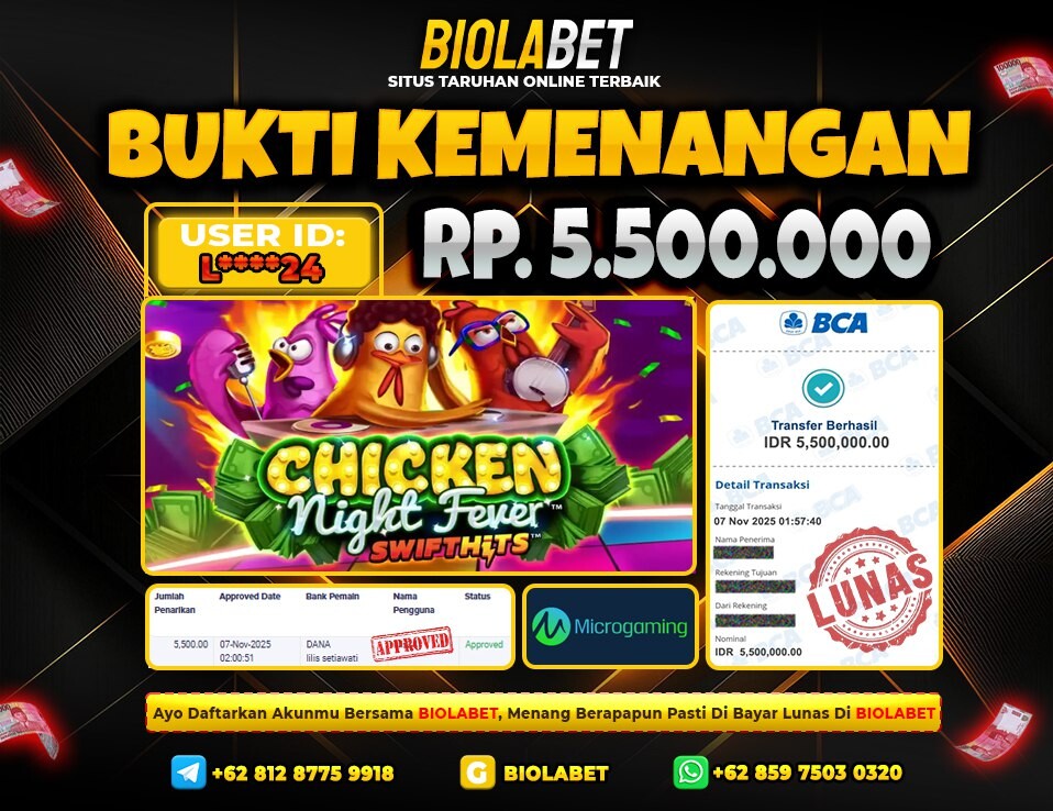 BIOLABET JACKPOT  Microgaming Rp.5.500.000.,- LUNAS