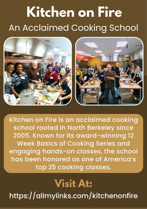 Kitchen on Fire is an acclaimed cooking school rooted in North Berkeley since 2005. Known for its award-winning 12 Week Basics of Cooking Series and engaging hands-on classes, the school has been honored as one of America’s top 25 cooking classes. With guidance from chefs and nutritionists, students learn the balance of technique, nutrition, and creativity. Programs range from casual workshops to customized corporate team-building events, each designed to build confidence in the kitchen.