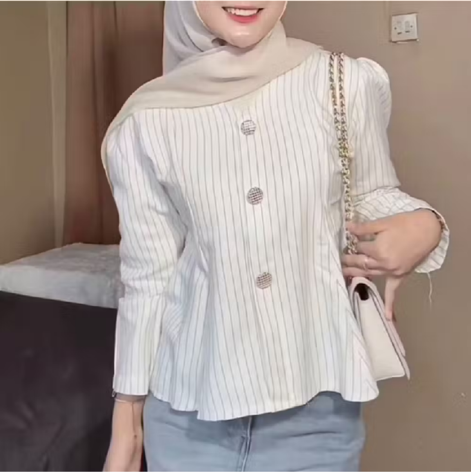 Arika Blouse Peplum Wanita Semiwoll | Pakaian Wanita