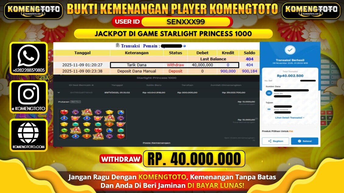 LAGI & LAGI!! KEMENANGAN BESAR DI SLOT STARLIGHT PRINCESS 1000 SEBESAR Rp.40.000.000 KOMENGTOTO BAYAR LUNAS SECEPAT KILAT !! KOMENGTOTO BAYAR SECEPAT KILAT !!