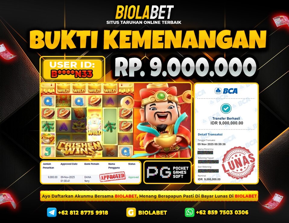 BIOLABET JACKPOT Pg Soft Rp.9.000.000.,- LUNAS