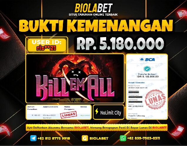 BIOLABET JACKPOT No Limit City Rp.5.180.000.,- LUNAS