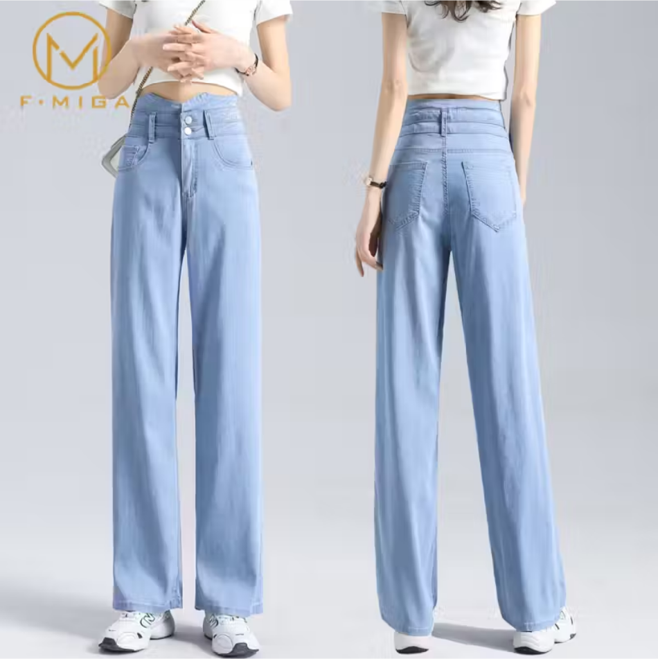HighWaist Kasual Loose Boyfriend Jeans Wanita
