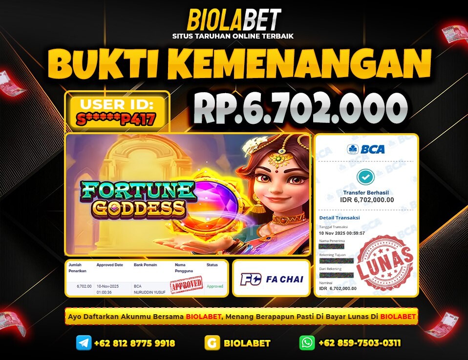 BIOLABET JACKPOT FC Fachai  Rp.6.702.000.,- LUNAS