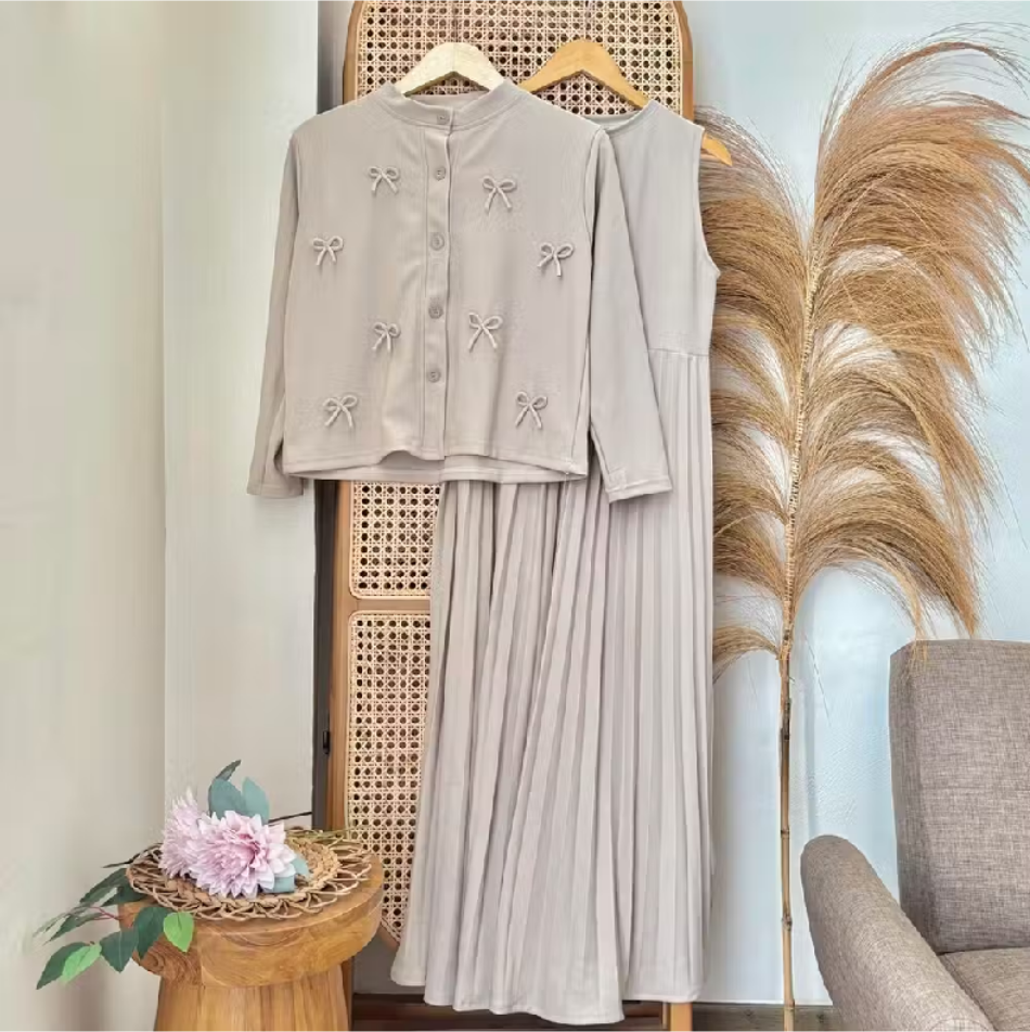 Najwa Dress Bonry Wanita Cardigan Plikset | Pakaian Wanita