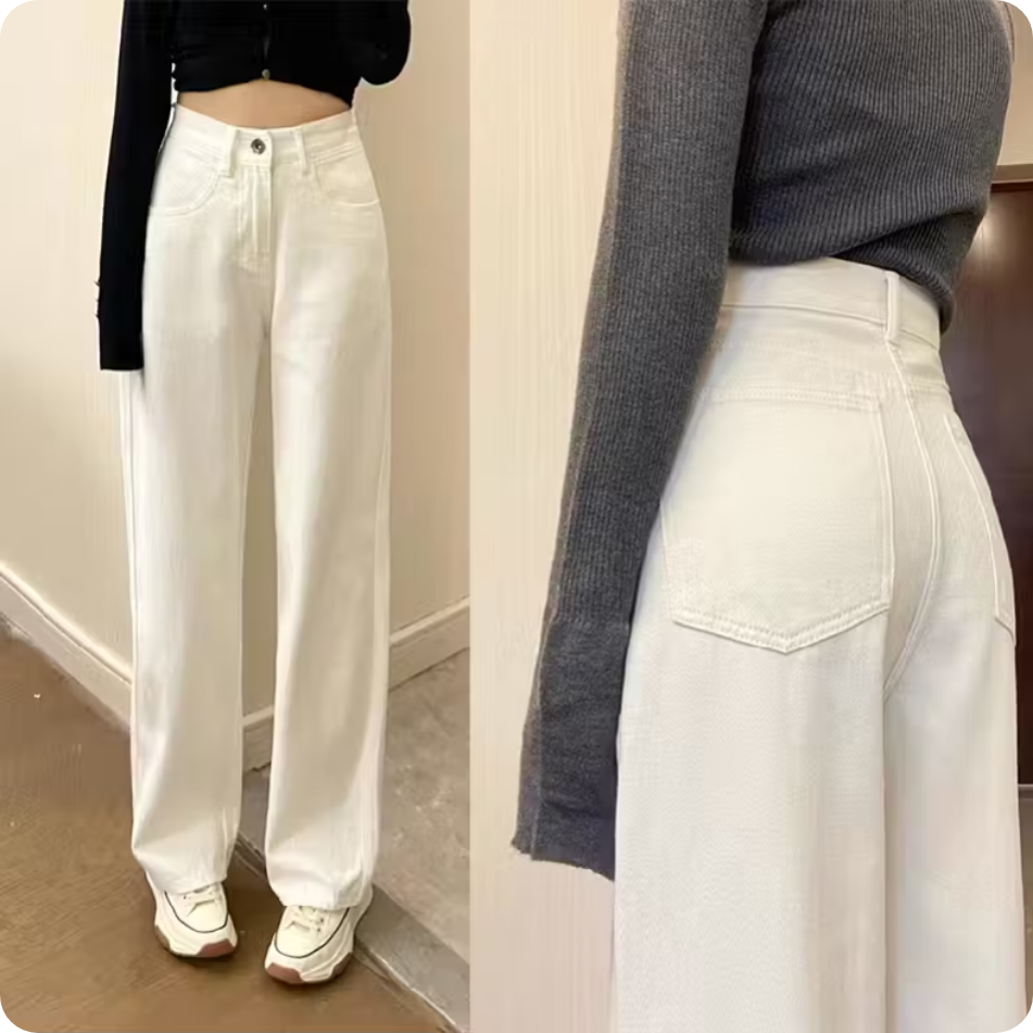 Celana Jeans Wanita Putih Cream Boyfriend High Ways | Pakaian Wanita