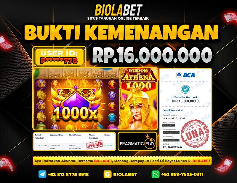 BIOLABET JACKPOT Pragmatic Play Rp.16.000.000.,- LUNAS