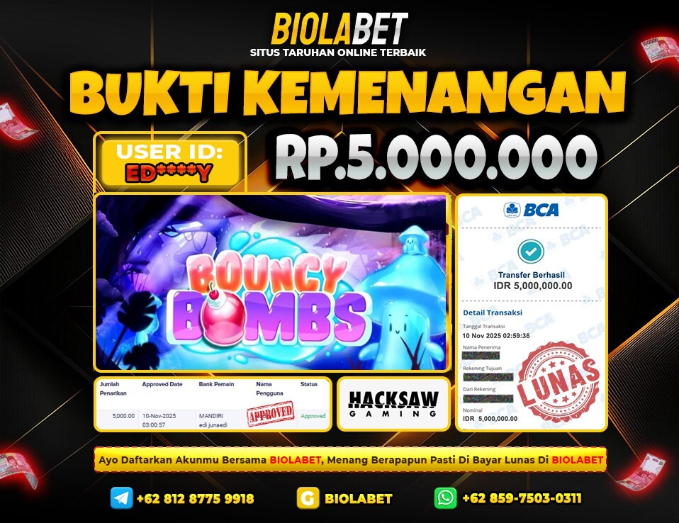 BIOLABET JACKPOT Hacksaw Rp.5.000.000.,- LUNAS