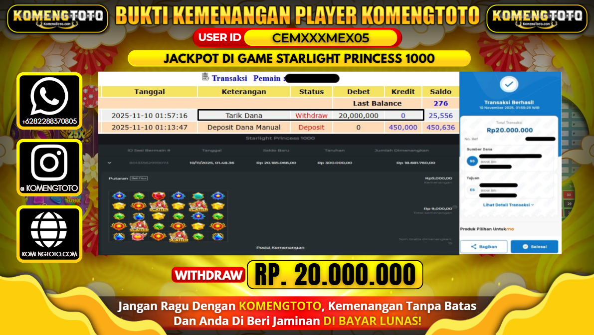 LAGI & LAGI!! KEMENANGAN BESAR DI SLOT STARLIGHT PRINCESS 1000  SEBESAR Rp.20.000.000 KOMENGTOTO BAYAR LUNAS SECEPAT KILAT !! KOMENGTOTO BAYAR SECEPAT KILAT !!