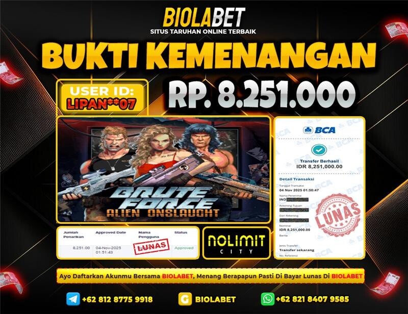BIOLABET JACKPOT NO LIMIT CITY  Rp.8.251.000.,- LUNAS