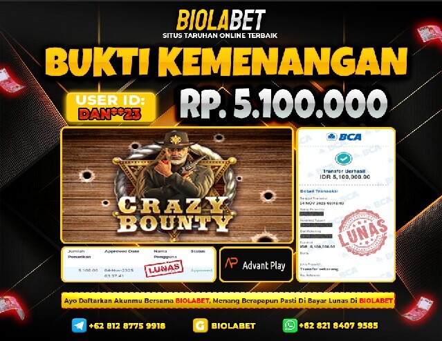 BIOLABET JACKPOT Advant Play Rp.5.100.000.,- LUNAS