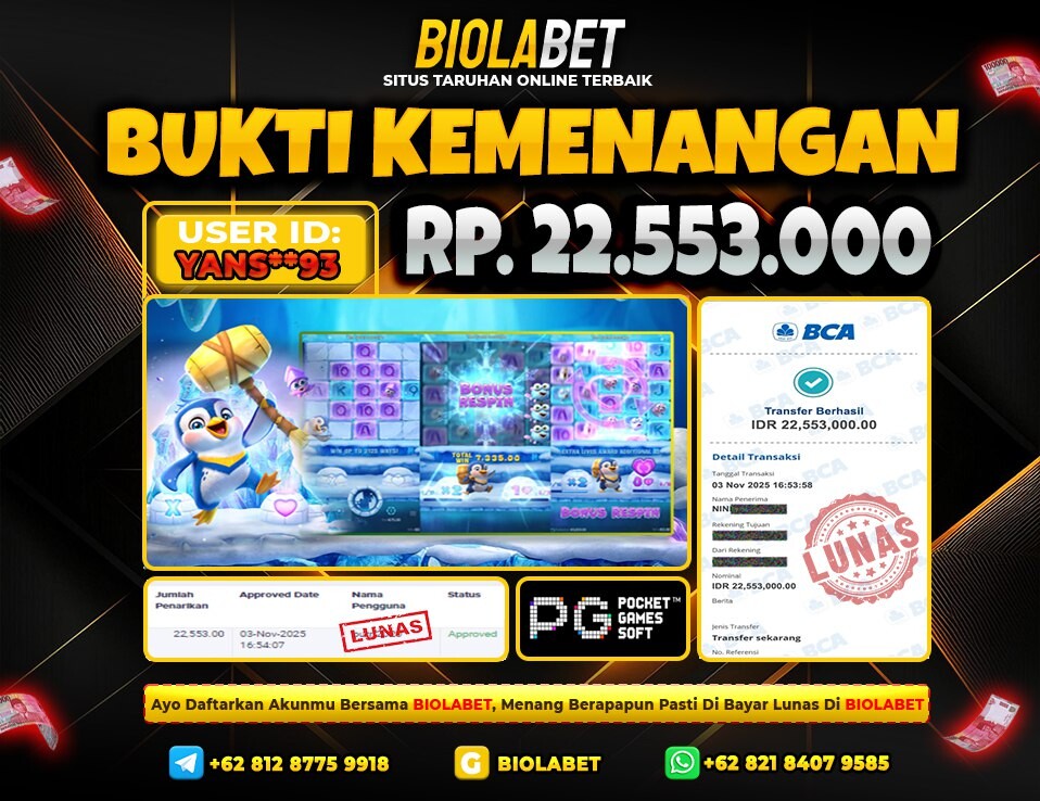 BIOLABET JACKPOT PG Soft Rp.22.553.000.,- LUNAS