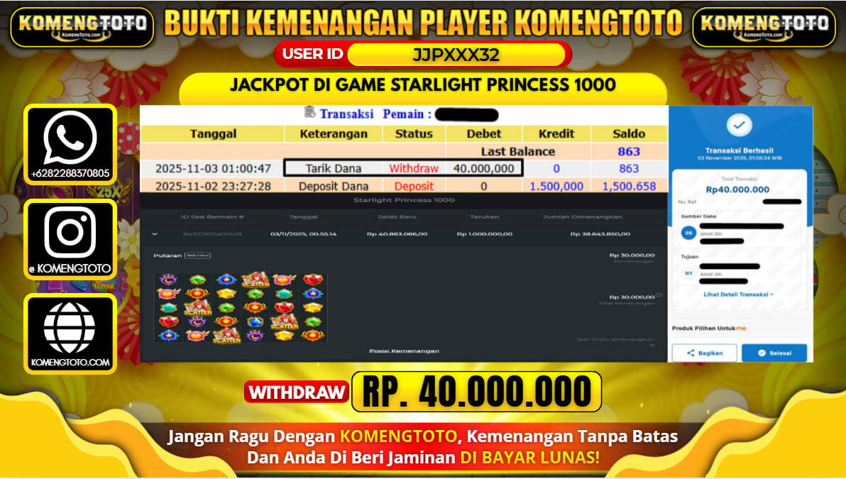 LAGI & LAGI!! KEMENANGAN BESAR DI SLOT STARLIGHT PRINCESS 1000 SEBESAR Rp.40.000.000 KOMENGTOTO BAYAR LUNAS SECEPAT KILAT !! KOMENGTOTO BAYAR SECEPAT KILAT !!