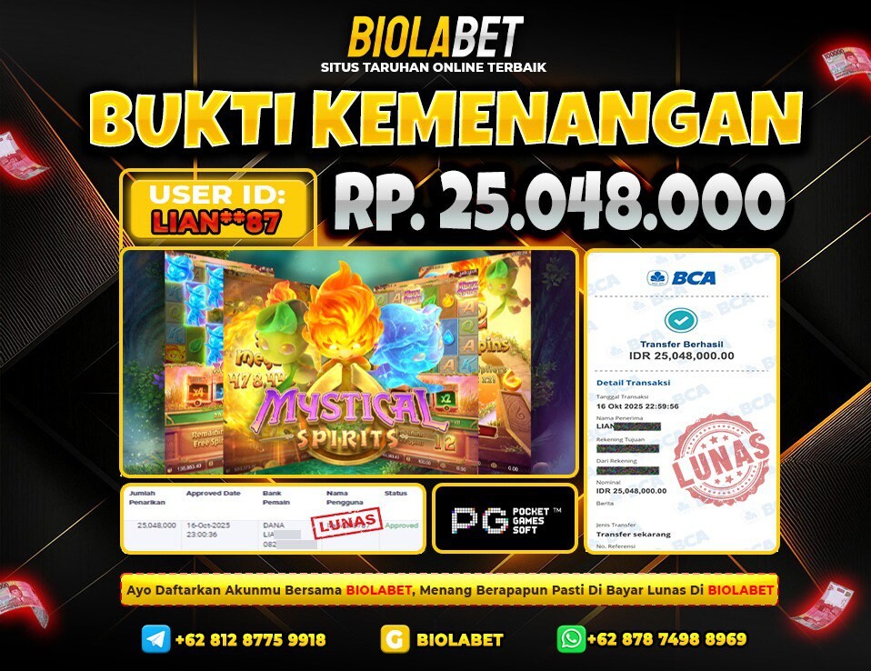 BIOLABET JACKPOT PG Soft Rp.25.048.000.,- LUNAS