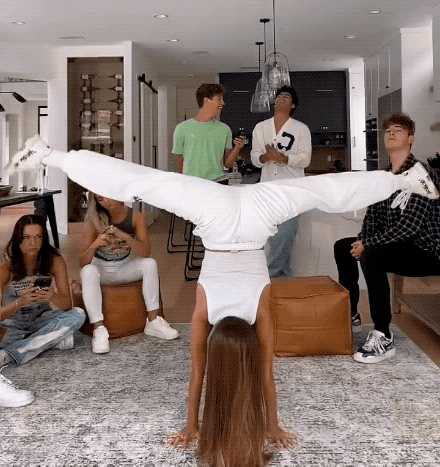 Girl head stand Splits LEAD