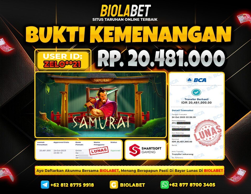BIOLABET JACKPOT Smartsoft Rp.20.481.000.,- LUNAS