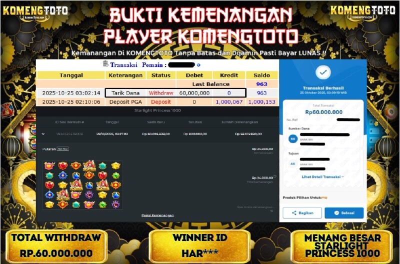 LAGI & LAGI!! KEMENANGAN BESAR DI SLOT STARLIGHT PRINCESS 1000 SEBESAR Rp.60.000.000 KOMENGTOTO BAYAR LUNAS SECEPAT KILAT !! KOMENGTOTO BAYAR SECEPAT KILAT !!