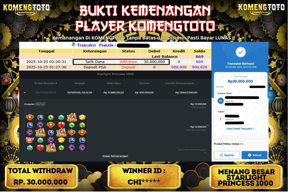 LAGI & LAGI!! KEMENANGAN BESAR DI SLOT STARLIGHT PRINCESS 1000 SEBESAR Rp.30.000.000 KOMENGTOTO BAYAR LUNAS SECEPAT KILAT !! KOMENGTOTO BAYAR SECEPAT KILAT !!
