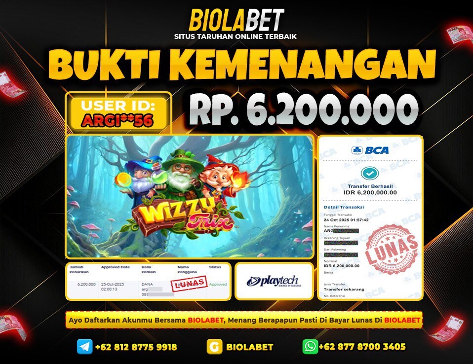 BIOLABET JACKPOT Playtech Rp.6.200.000.,- LUNAS