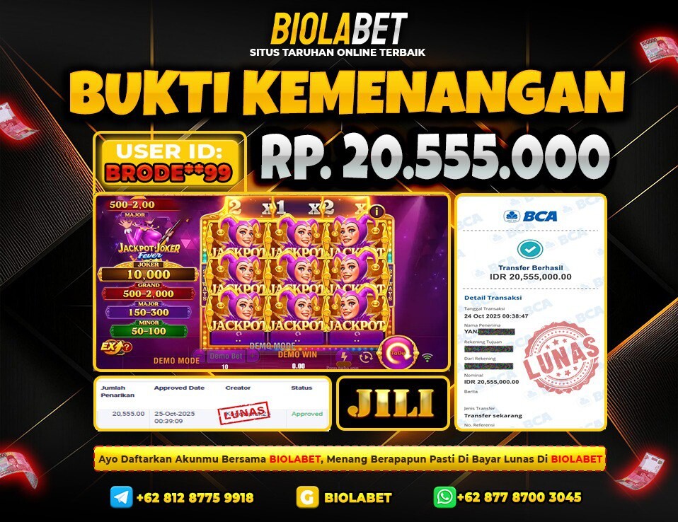 BIOLABET JACKPOT Jili Rp.20.555.000.,- LUNAS