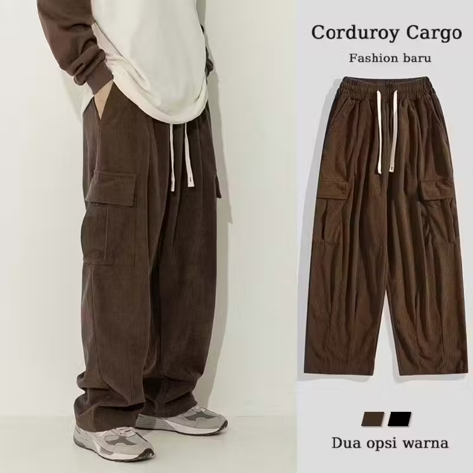 Celana Cargo Carduroy Pria Celana Cargo Long Pants