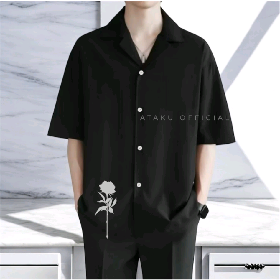 Kemeja Vintage Pria Lengen Pendek Polos