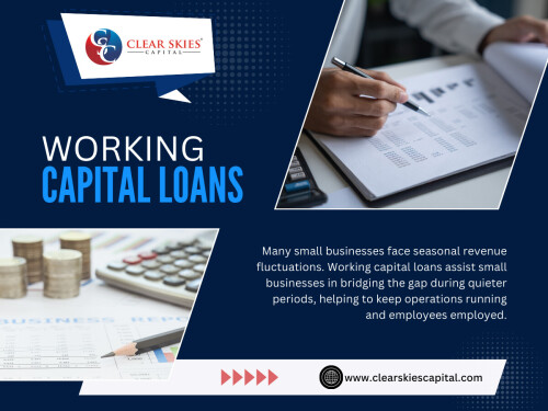 For entrepreneurs of small businesses, flexibility is key. Small Business Working Capital Loans programs are crafted with this flexibility in mind. Unlike long-term commitments or collateralizing loans, working capital loans are short-term solutions that gear into cash flow cycles.


Official Website: https://www.clearskiescapital.com/working-capital-loans/

Find us on Google Map: https://g.page/clearskiescapital

Contact Us: Clear Skies Capital
Address: 11858 Bernardo Plaza Ct UNIT 110, San Diego, CA 92128, United States
Phone Number: +18002309822

Read Our Blogs:
https://clearskiescapitalusa.yooco.org/business_term_loans
https://clearskiescap.wixsite.com/clearskies/post/small-business-loans-for-women
https://clearskiescapitalca.jimdosite.com/

More Links:
https://www.allmyfaves.com/clearskiescapital/
https://www.reddit.com/user/clearskiescapital/
https://ko-fi.com/clearskiescapital