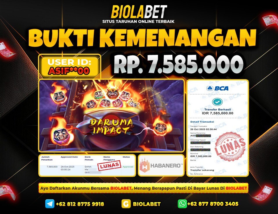 BIOLABET JACKPOT Habanero  Rp.7.585.000.,- LUNAS