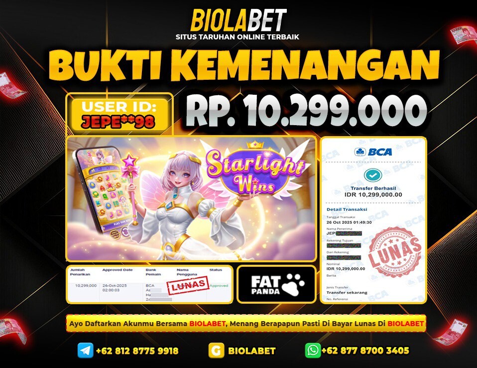 BIOLABET JACKPOT Fat Panda Rp.10.299.000.,- LUNAS