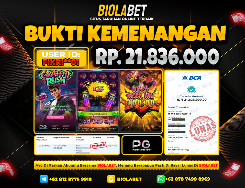BIOLABET JACKPOT PG Soft Rp.21.836.000.,- LUNAS