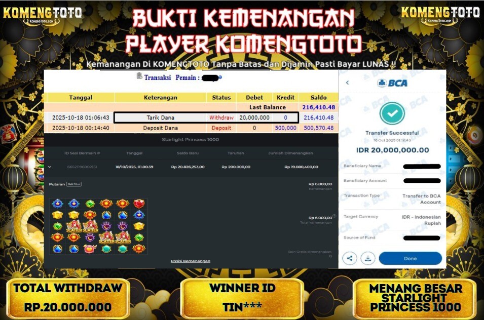 LAGI & LAGI!! KEMENANGAN BESAR DI SLOT STARLIGHT PRINCESS 1000 SEBESAR Rp.20.000.000 KOMENGTOTO BAYAR LUNAS SECEPAT KILAT !! KOMENGTOTO BAYAR SECEPAT KILAT !!