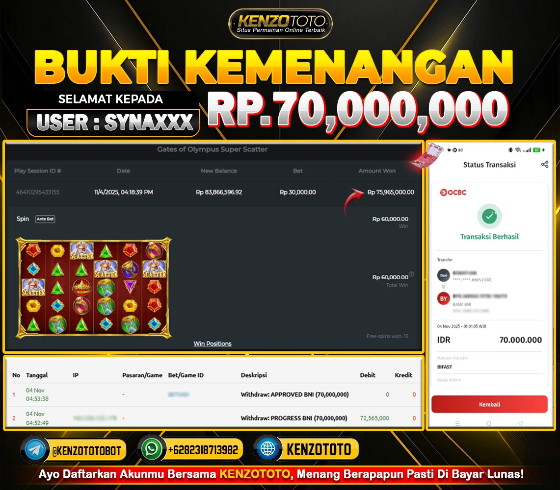 TOTAL WD : RP 70.000.000 CASH!!!