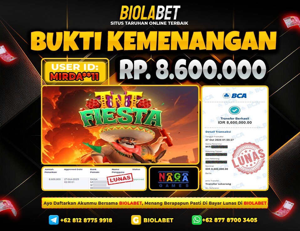 BIOLABET JACKPOT Naga Games Rp.8.600.000.,- LUNAS