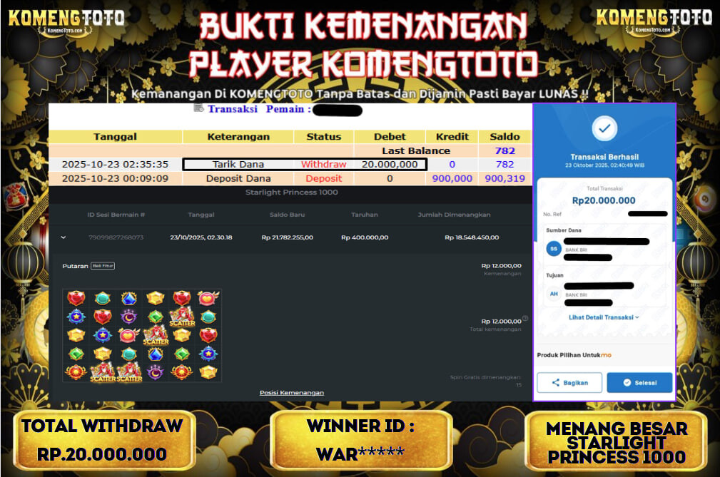 LAGI & LAGI!! KEMENANGAN BESAR DI SLOT STARLIGHT PRINCESS 1000 SEBESAR Rp.20.000.000 KOMENGTOTO BAYAR LUNAS SECEPAT KILAT !! KOMENGTOTO BAYAR SECEPAT KILAT !!