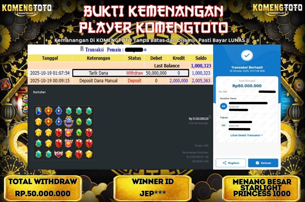 LAGI & LAGI!! KEMENANGAN BESAR DI SLOT STARLIGHT PRINCESS 1000 SEBESAR Rp.50.000.000 KOMENGTOTO BAYAR LUNAS SECEPAT KILAT !! KOMENGTOTO BAYAR SECEPAT KILAT !!