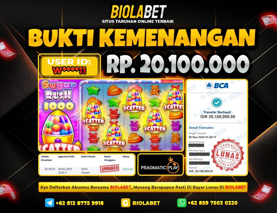 BIOLABET JACKPOT Pragmatic Play Rp.20.100.000.,- LUNAS