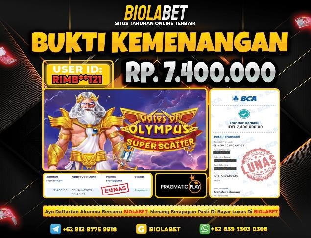 BIOLABET JACKPOT Pragmatic Play Rp.7.400.000.,- LUNAS